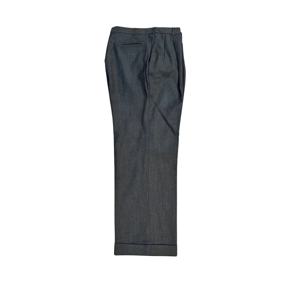 Berle Mens Charcoal Grey Super 100s Worsted Wool Pleated Cuffed Dress Pants 36R